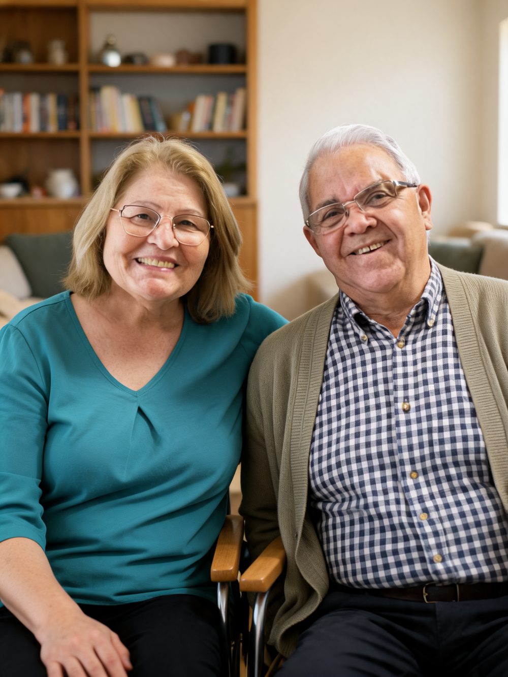 A smiling couple at home